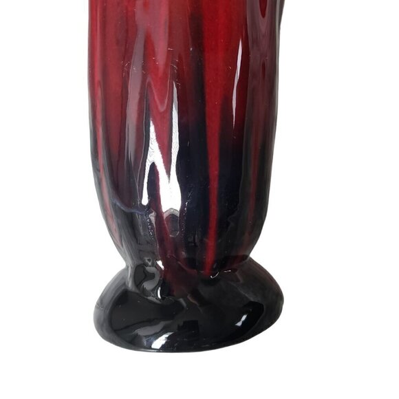 Vintage Danesi Arts Canada Ceramic Vase Ombre Red Drip Glaze Over Black - Picture 8 of 11